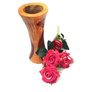 Velvet Artificial Rose Flower with Vase (Red)