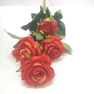 Velvet Artificial Rose Flower with Vase (Red)