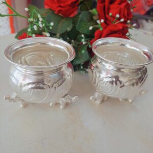 German Silver Gandham cup with elegant Elephant base set of 2