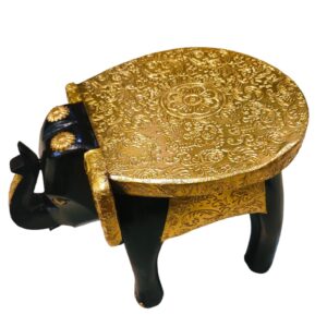 Brass Metal Fitted Elephant Stool