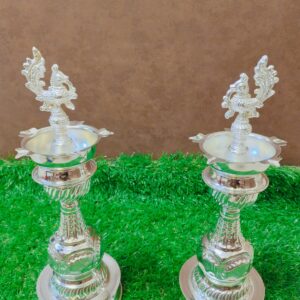 German silver Nakshi Tall Diya Set