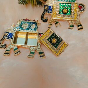 Meenakari Elephant Haldi n Kumkum Tray pack of 10