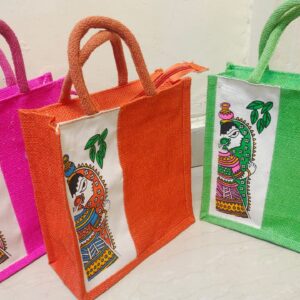 Pure Jute Bag with Kalamkari Print Indian Artistic