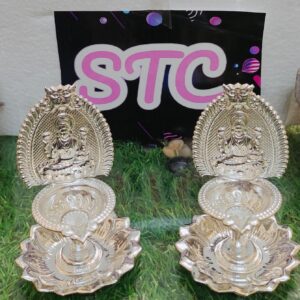 German silver Kamakshi Diya set